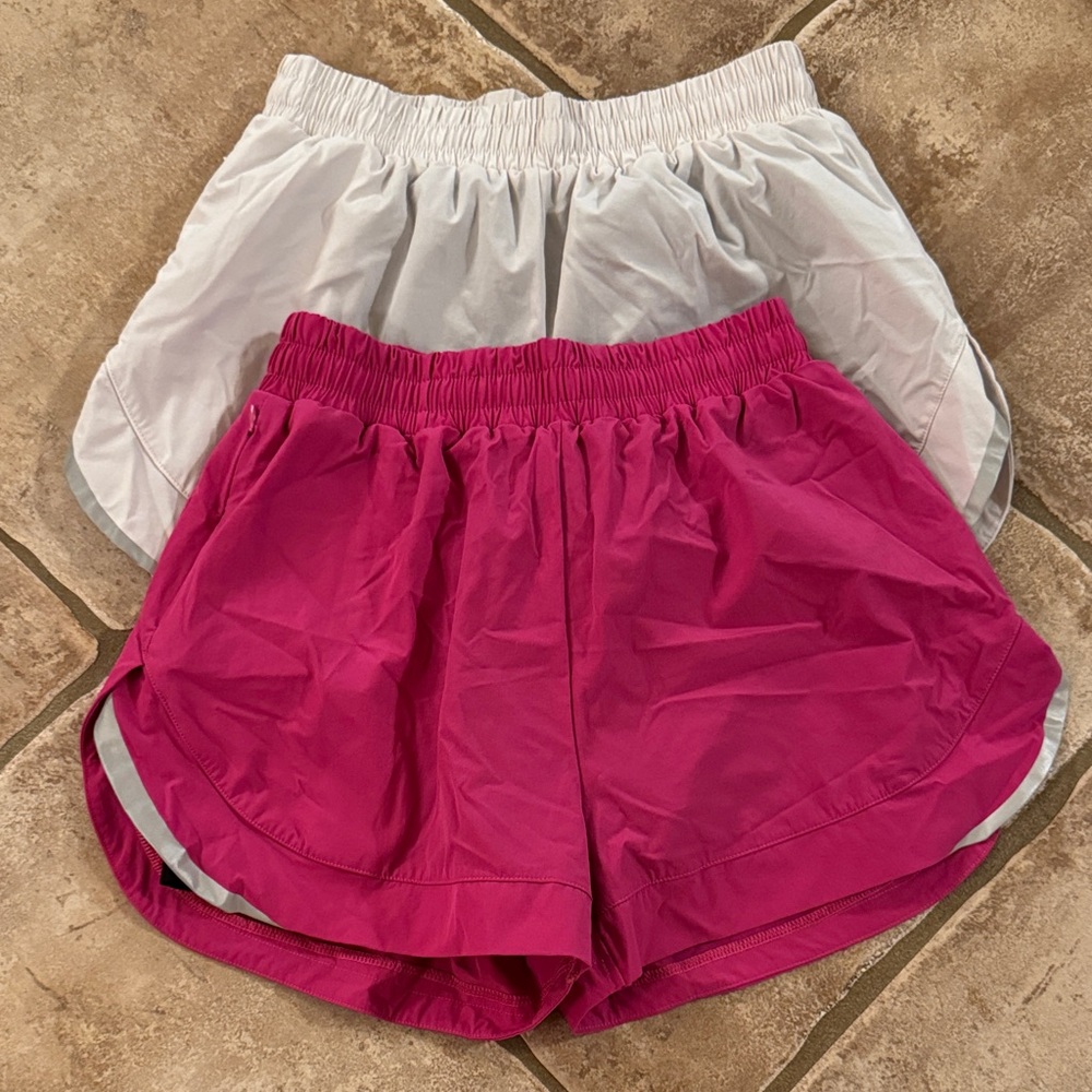 Alphalete Women's Athletic Shorts - Hot Pink & White